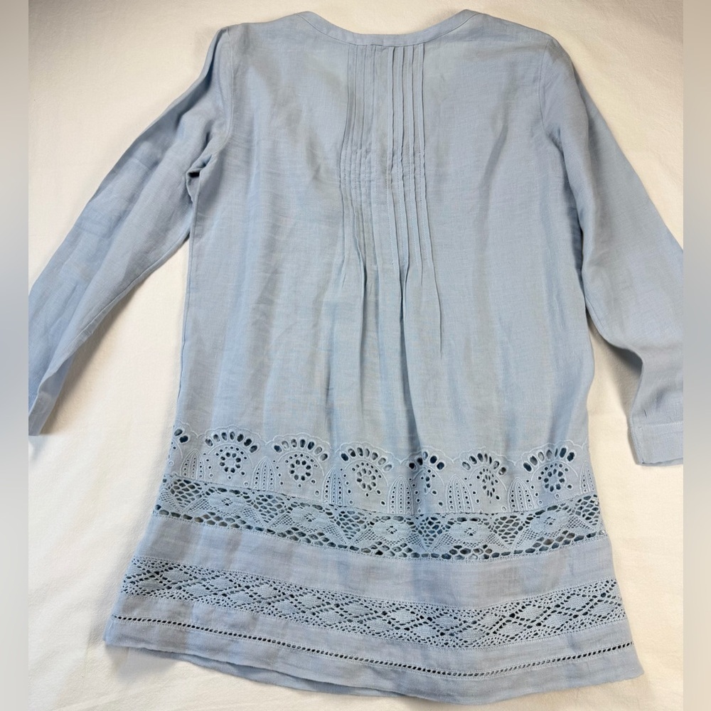 Sundance Alyssa Linen Eyelet Tunic Light Blue Size XS EUC - Picture 9 of 9